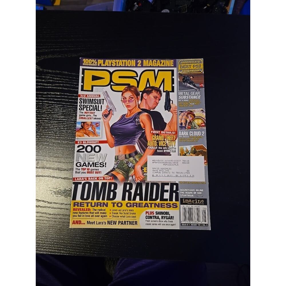 PlayStation Magazine PSM August 2002 Issue #61 w/ Tomb Raider & GTA Vice City